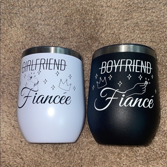 Other - Fiancée and Fiancé Wine Tumblers Black and White wedding assessors relationship